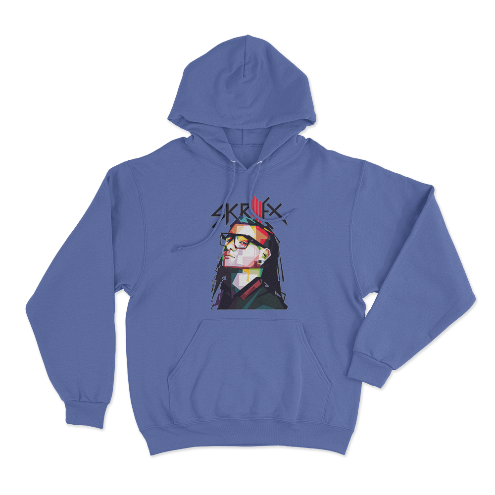 Skrillex Portrait Unisex Hoodie Blue Skrillex Portrait Unisex Hoodie Blue