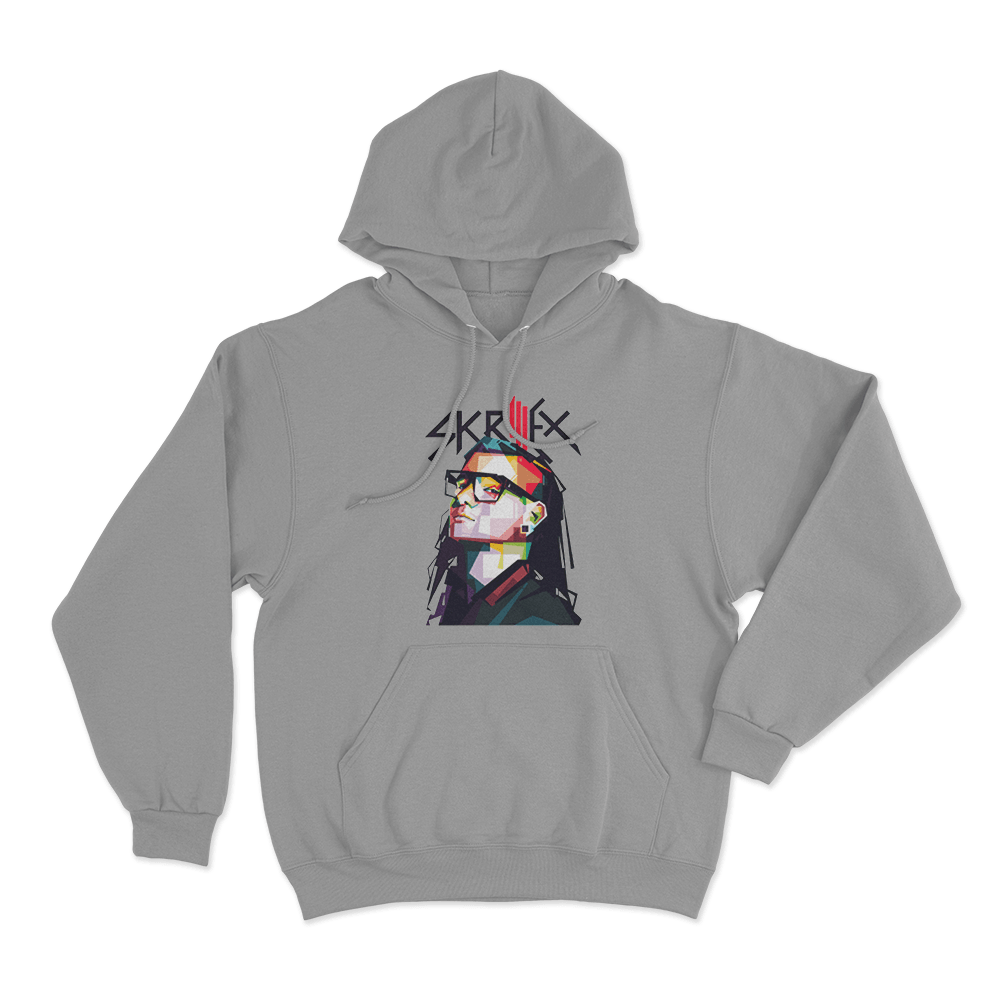 Skrillex Portrait Unisex Hoodie Grey Skrillex Portrait Unisex Hoodie Grey