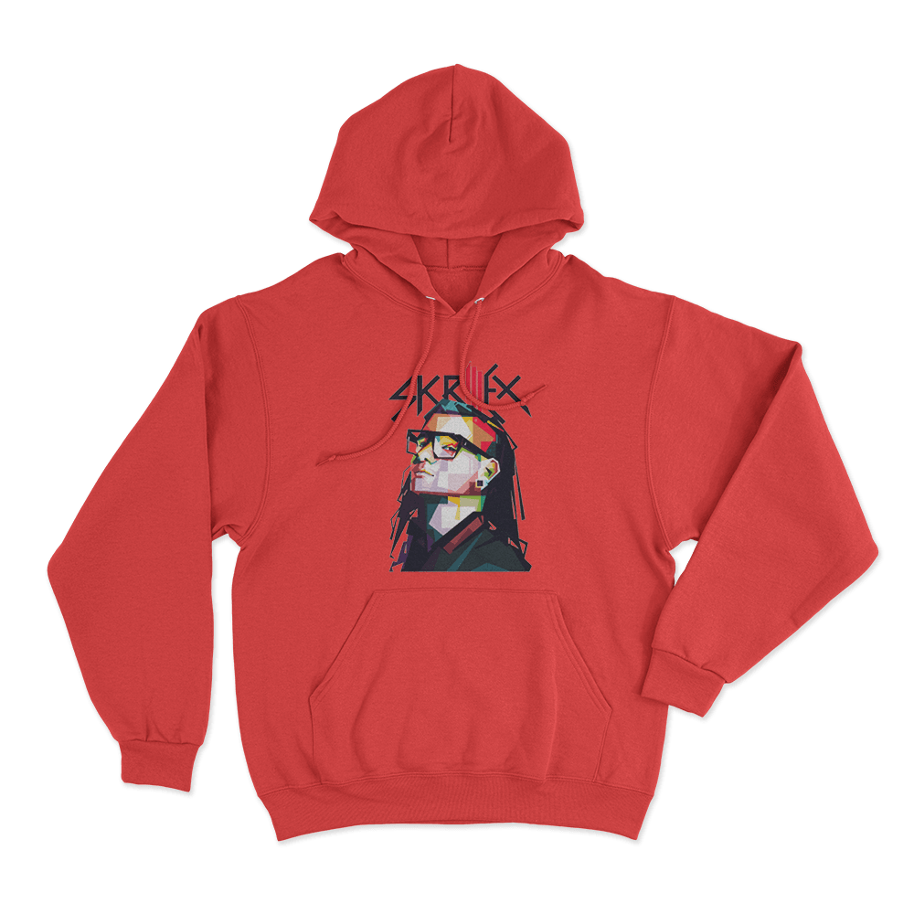 Skrillex Portrait Unisex Hoodie Red Skrillex Portrait Unisex Hoodie Red