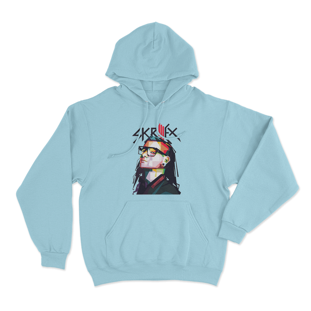 Skrillex Portrait Unisex Hoodie Sky Blue Skrillex Portrait Unisex Hoodie Sky Blue