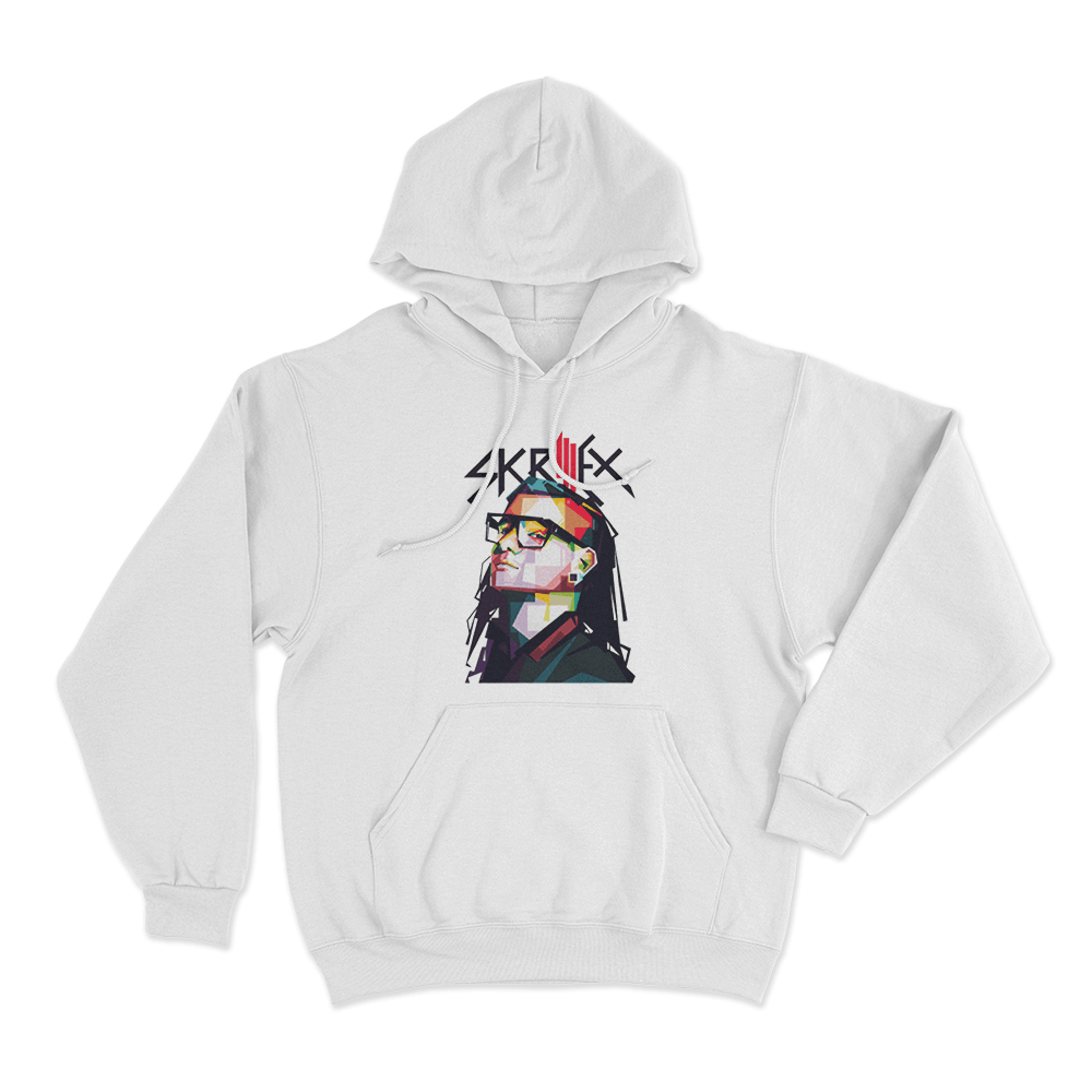 Skrillex Portrait Unisex Hoodie White Skrillex Portrait Unisex Hoodie White