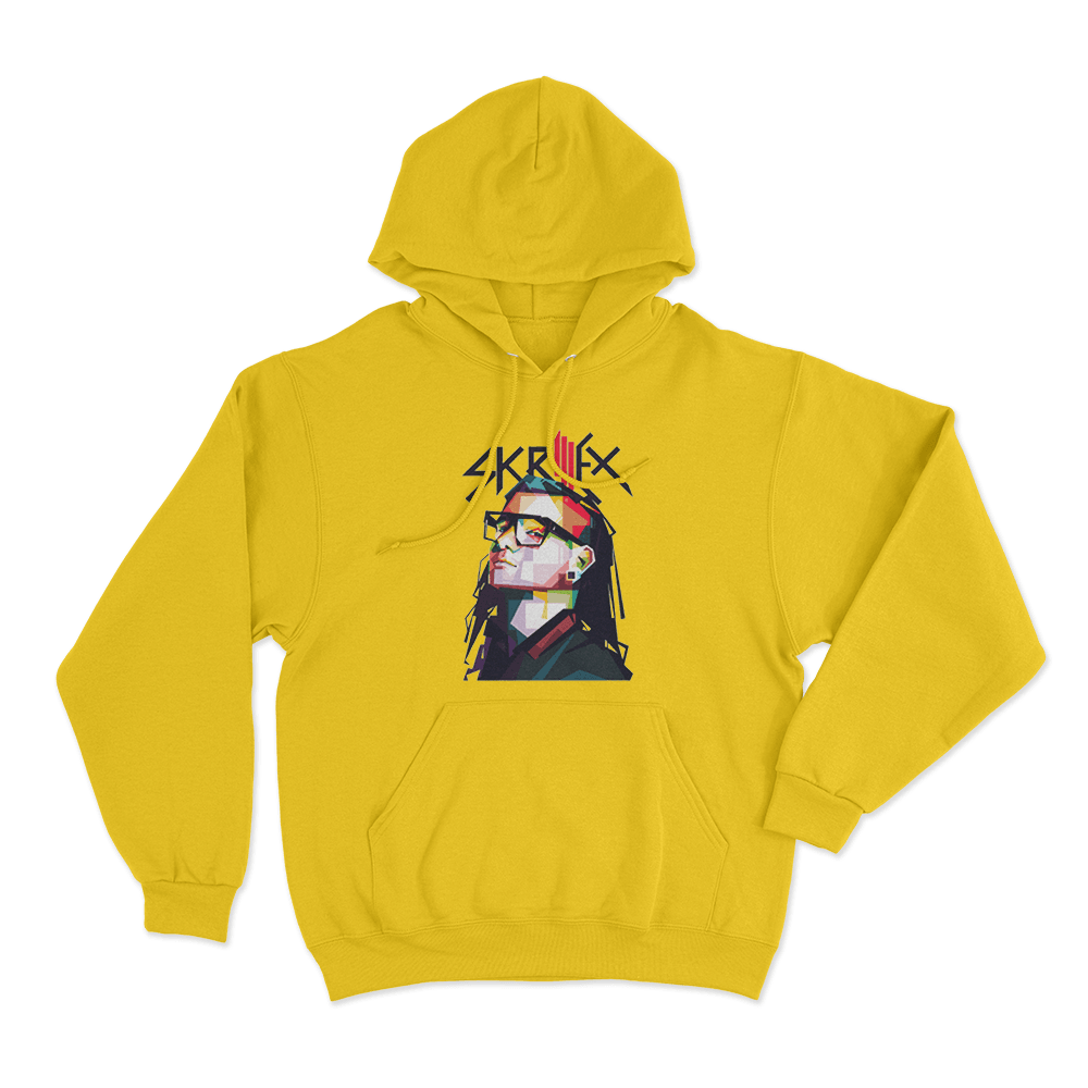 Skrillex Portrait Unisex Hoodie Yellow Skrillex Portrait Unisex Hoodie Yellow
