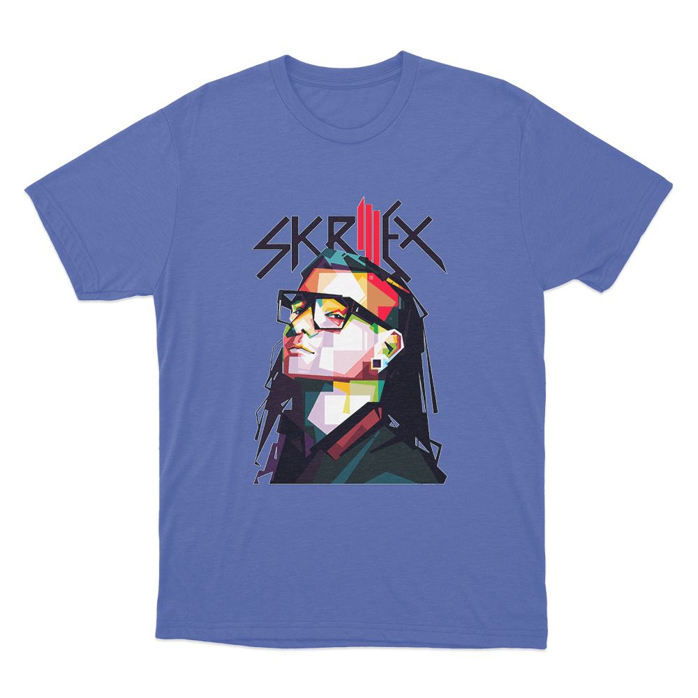 Skrillex Portrait Unisex T Shirt Blue Skrillex Portrait Unisex T Shirt Blue
