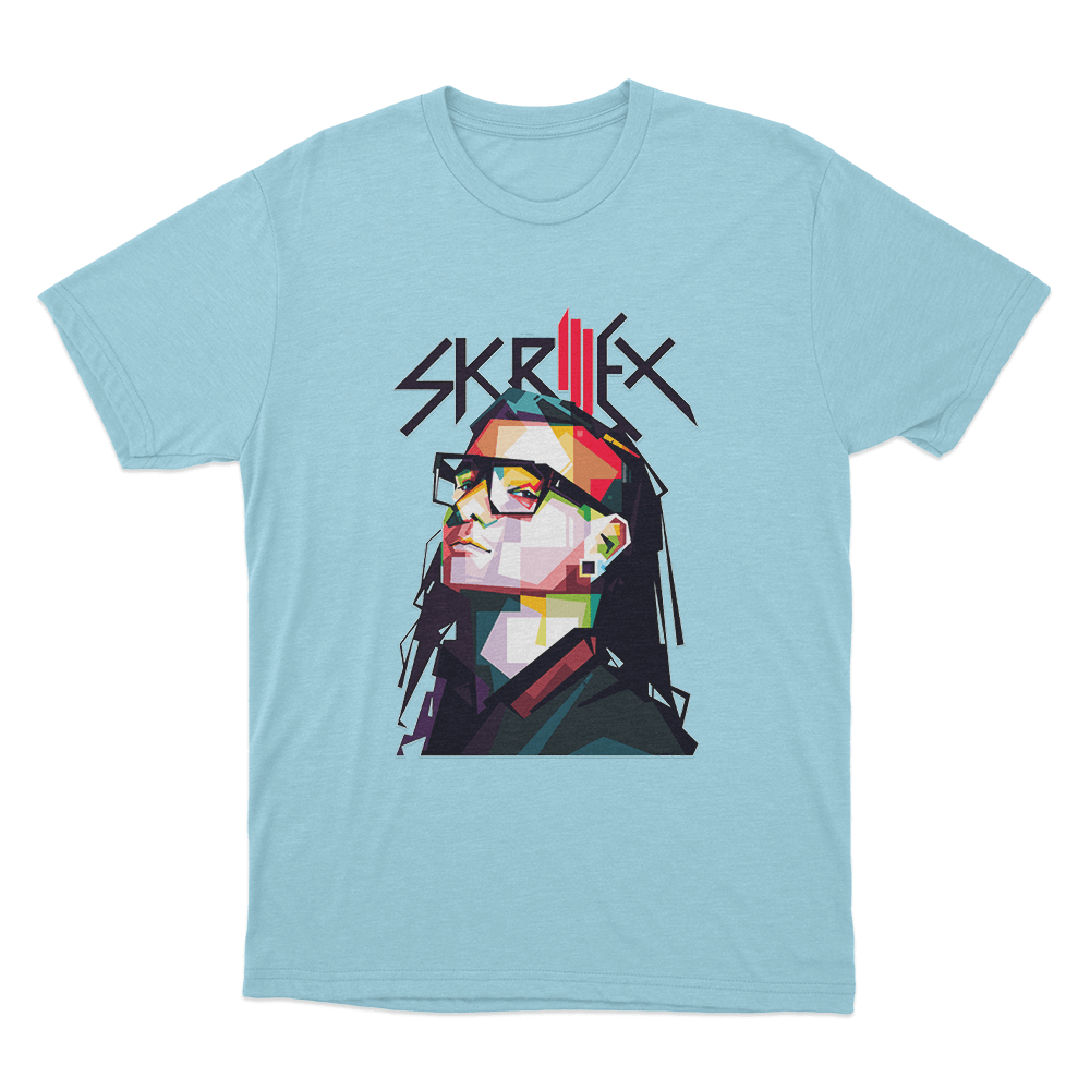 Skrillex Portrait Unisex T Shirt Sky Blue Skrillex Portrait Unisex T Shirt Sky Blue