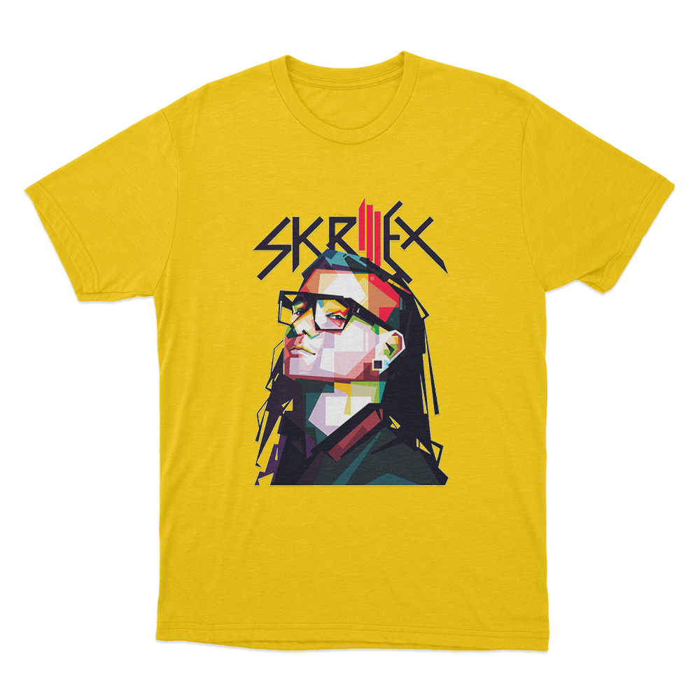 Skrillex Portrait Unisex T Shirt Yellow Skrillex Portrait Unisex T Shirt Yellow